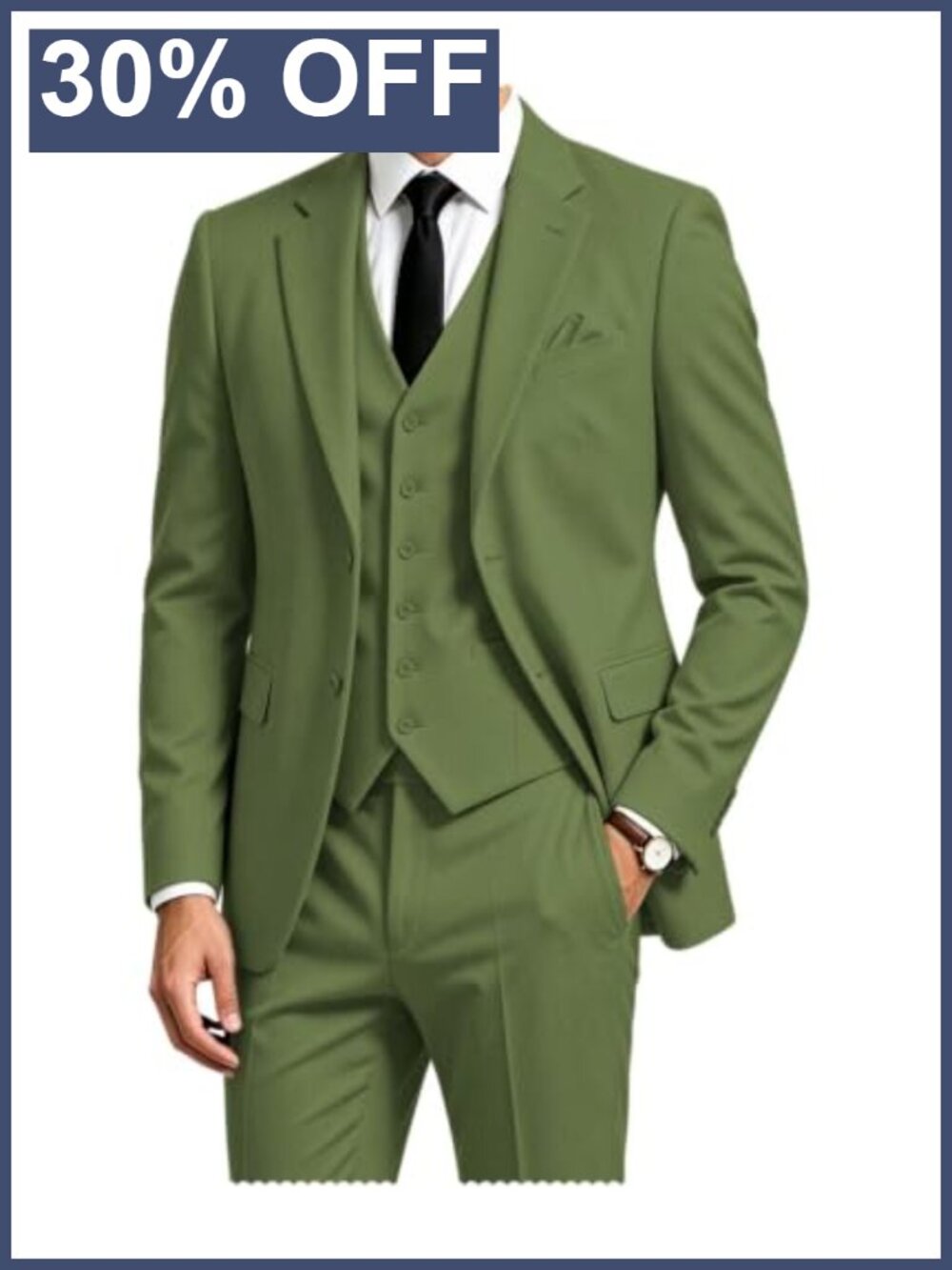 3PC Mens Suit Set Notch Lapel Blazer Vest Pants Formal Wedding Groom Tuxedo